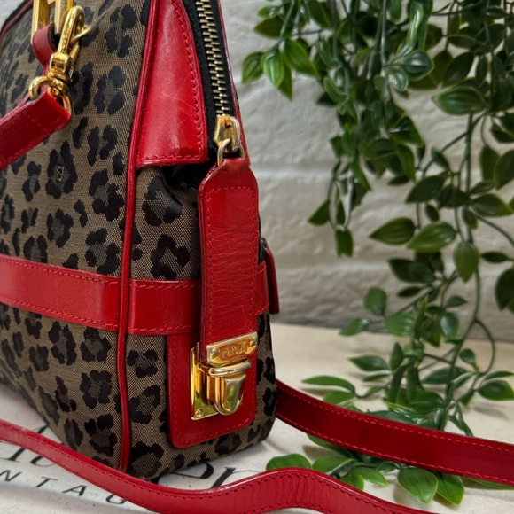 FENDI LVMH 1990s Leopard Print Two Way Cross Body Tote Satchel Handbag Purse - Picture 6 of 12